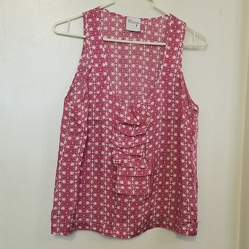 RED Valentino Pink and White Patterned Blouse